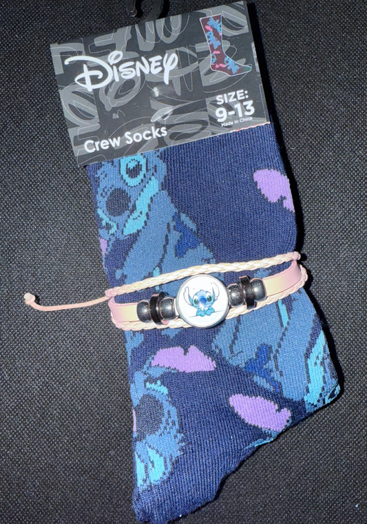 Disney Stitch Sock/Bracelet Set