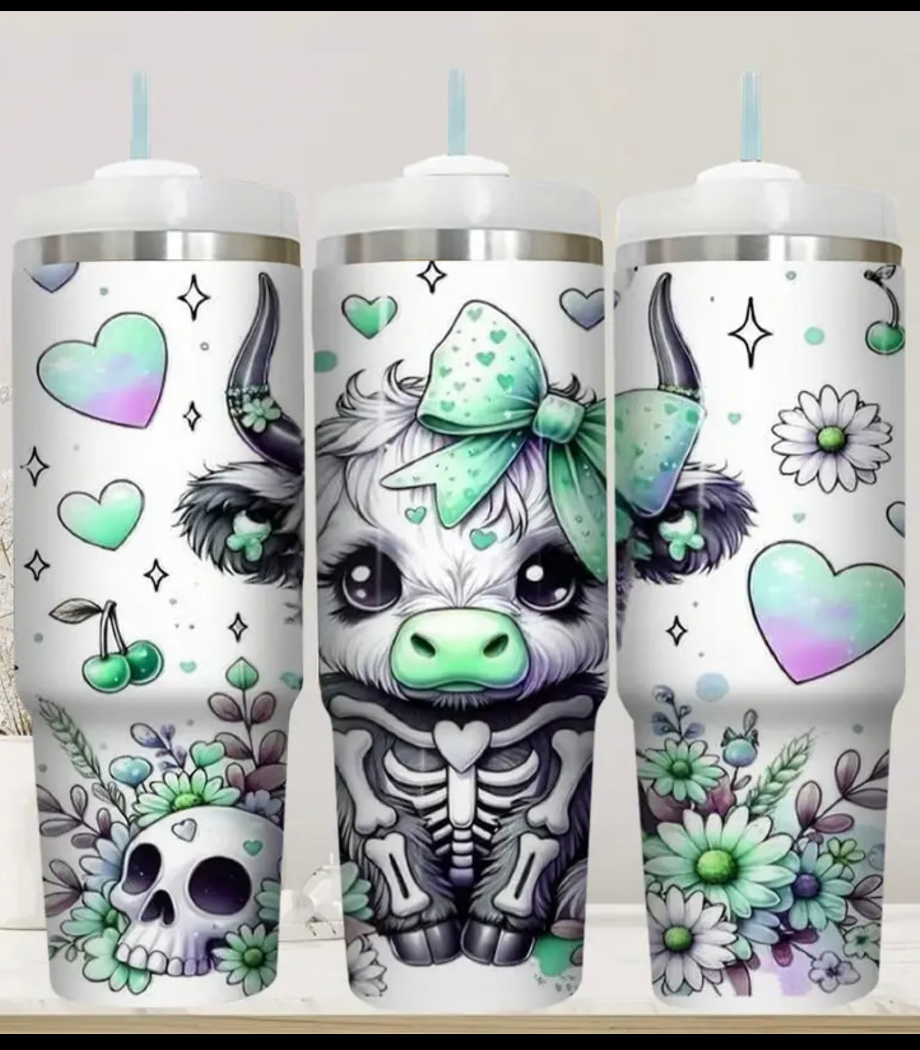 Cow Skull Tumbler Cup