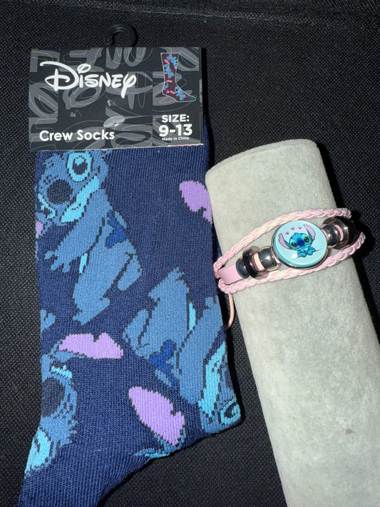 Disney Stitch Sock/Bracelet Set